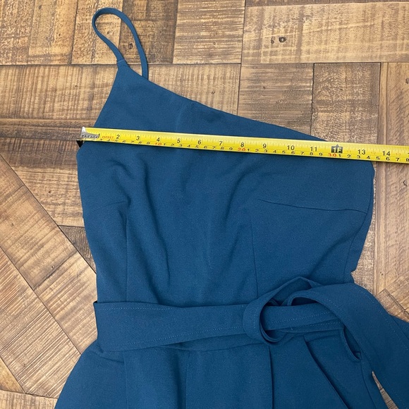 Chic Teal One-Shoulder Jumpsuit - Picture 6 of 6